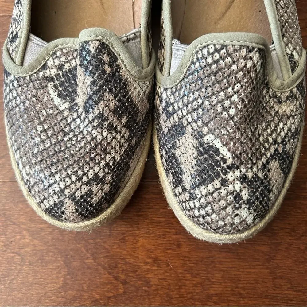 Clarks Azella Major Espadrille Slip-On Loafers, Faux Python Snakeskin, Size 9